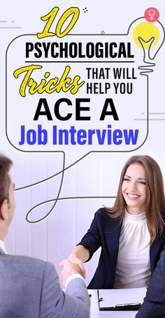 a man and woman shaking hands in front of a sign that says, 20 technological tricks that will help you ace a job interview