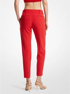 Crepe Pants Chic Structured Bottoms With Pressed Crease, Formal Viscose Ankle-length Pants, Formal Ankle-length Viscose Pants, Structured Bottoms For Business Casual Spring Wear, Structured Bottoms For Business Casual In Spring, Sleek Ankle-length Dress Pants For Spring, Sleek Ankle-length Spring Dress Pants, Structured Spring Workwear Bottoms, Structured Spring Office Bottoms