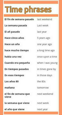 an orange and white poster with words in spanish