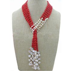 Item Name:Long Chain Red Round Natural Coral Necklace Necklace Length:48 inches (We can make any length for you) Coral Type:Natural Bamboo Coral Bead  Size :9-10mm Bead Color:Red Hole Size:1 mm Coral Grade:AA Bead Shape:Rice/Square  Workmanship:Handknotting between each bead We ship all orders within 3-7 days according to the items you ordered. (We closed on Saturday and Sunday) ** We Offer CUSTOM MADE SERVICES and WHOLESALE DISCOUNTS on LARGE QUANTITY PURCHASE. Please convo us at your requireme Red Beaded Lariat Jewelry, Red Beaded Necklaces With 108 Beads For Jewelry Making, Multi-strand Red Coral Beaded Necklace For Gift, Multi-strand Red Coral Beaded Necklace As Gift, Pearl Cufflinks, Long Necklace Boho, Bamboo Coral, Beading Cord, Beaded Earrings Tutorials