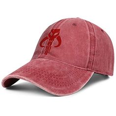 Men Womens Denim Hats Mandalorian-Skull-Symbol-red- Fashion Adjustable Washed Golf Caps