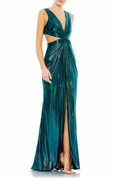 Ieena for Mac Duggal Ruffle Satin Trumpet Gown | Nordstrom Peacock Wedding Theme, Family Women, Mac Duggal, Junior Dresses, Plus Dresses, Twist Front, Petite Dresses, Donna Karan, Tall Model