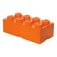 an orange lego brick with six small bricks in it