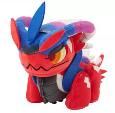 a plush toy that is red and blue