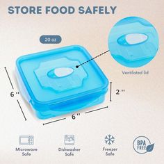 the store food safety container is shown with measurements