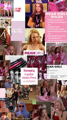 the mean girls collage is shown in pink