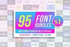 the font bundle is $ 1 off for all font types and styles on this website