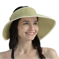 Beach Hats for Women Foldable Womens Visor Sun Hat Womens Wide Brim Hats for Women Fashionable Hats with Ponytail Hole On Top UV Protection Our Straw Visor Wide Brim Hat for Women is the perfect gear to keep you protected in the sun during any outdoor activities. Practical and beautiful, this visor is versatile for many use cases. It is durable and provides a full brim of shade. Protect your skin- wide brim design to protect your face and neck. It is also 50+ UPF, offering complete UV protection Brim Hats For Women, Womens Wide Brim Hats, Summer Ponytail, Beach Hats For Women, Womens Visor, Straw Visor, Straw Hat Beach, Beach Hats, Sun Visor Hat