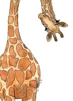 a drawing of two giraffes standing next to each other