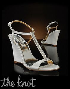 Again, the heel is great for outside  Badgley Mischka by My Glass Slipper - Deidra - Shoes Wedding Shoes Wedge, Reception Shoes, Badgley Mischka Shoes Wedding, Wedding Wedges, Wedge Wedding Shoes, Fun Wedding Shoes, White Wedding Shoes, Shoe Gallery, Bridesmaid Shoes