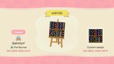 an animal crossing game screen with the words wands and sammy v on it