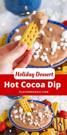 Hot Chocolate Dip - Flavor Mosaic Hot Chocolate Dip Recipe, Hot Chocolate Dip, Chocolate Dip Recipe, Hot Chocolate Desserts, Chocolate Dip, Dessert Dip, Frozen Hot Chocolate, Delicious Hot Chocolate, Cake Bites