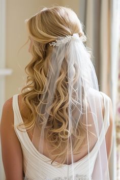 With wedding hairstyles for long hair, the possibilities for elegance and romance are endless. See more ideas here. Wedding Day Hair With Veil, Wedding Hairstyles Veil, Wedding Hairstyles Down With Veil, Simple Bridal Hair Down, Outdoor Wedding Hair, Wedding Hair With Veil, Intricate Braided Updo, Fishtail Braid Styles