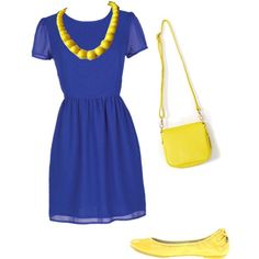 Pin by Megan Duckworth on Clothes/Outfits Fashion outfits, Yellow Fashion Outfits Yellow, Blue And Yellow Outfit Ideas, Blue And Yellow Outfit, Yellow Outfit Ideas, Rich Closet, Outfit Ideas Korean, Yellow Outfits, Outfit Ideas For Church, Latina Outfit