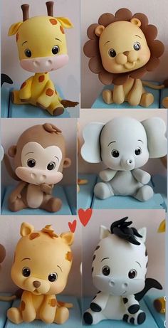 there are many different pictures of stuffed animals