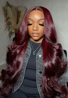 Dark Burgundy Hair, Cute Hair Colors, Hair Color Burgundy, Burgundy Hair, Hair Laid, Red Head, Hair Crush, Lace Closure Wig