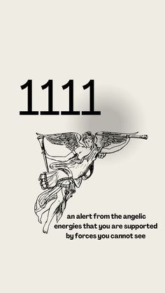 an angel is holding a flag with the words 11 11