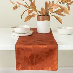 PRICES MAY VARY. Damask,polyester,cotton 20% Cotton 80% Polyester Damask Woven Designed in New York; imported Benson Mills brought you the Harvest Legacy Jacquard tablecloth. This shiny fabric will brighten your day & table all throughout the harvest months. Easy Care Care Instructions: Machine wash, cold, gentle cycle. Wash dark colors separately. Use non-chlorine bleach only. Tumble dry low. Remove promptly. Lightly iron if necessary. Benson Mills brings you a tablecloth that is perfect for yo Rust Table Runner, Thanksgiving Tablecloth, Thanksgiving Table Runner, Damask Tablecloth, Damask Fabric, Fabric Table Runner, Fall Table Runners, Harvest Thanksgiving, Runner Kitchen