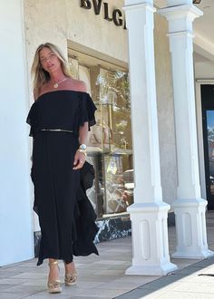 Indulge in the chic style of the Lucy Dress, featuring an off-the-shoulder design, delicate ruffled sleeves, and side seams with romantic ruffles. Modern side openings and a flowing maxi length complete the look. The double-layered body and single layered sleeves create a tantalizing contrast. Elevate your ensemble by pairing it with our Signature belts Elastic on Sleeve 100% Chiffon Lining 100% Chiffon Dry clean or Hand Wash or Delicate Cycle Wash and Hang Dry Designed with love in Miami, FL US Strapless Chiffon Maxi Dress With Ruffles, Flowy Ruffled Maxi Dress For Gala, Chic Off Shoulder Ruffle Dress For Cocktail, Elegant Flowy Off Shoulder Dress With Ruffles, Elegant Flowy Ruffled Off Shoulder Dress, Chic Off Shoulder Cocktail Dress With Ruffles, Chic Off-shoulder Cocktail Dress With Ruffles, Elegant Off Shoulder Maxi Dress For Cocktail, Elegant Strapless Ruffled Maxi Dress