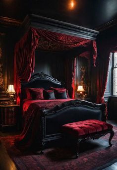 32 Enchanting and Moody Bedroom Inspirations Gothic Room Ideas, Gothic Bedrooms, Gothic Bedroom Ideas, Gothic Interior Design, Gothic Room, Gothic Interior, Gothic Bedroom, Victorian Bedroom, Moody Bedroom