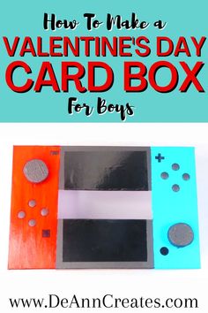 This pin says, "How to Make a DIY Valentine's Day Card Box for Boys."  The picture shows a card box that is painted to look like a red, black, and blue Nintendo Switch Nintendo Switch Card, Diy Nintendo, Diy Valentine's Box, Valentine Card Box, Sentimental Gifts For Mom