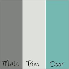 the color scheme is blue, gray and white with black lettering on it that says main trim door