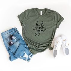 Looking for a cute versatile top to wear? Make sure to grab one of our Graphic tees! This soft and comfortable graphic tee is the perfect top for any outfit. It can be paired with biker shorts, jeans, or even a simple skirt/dress! This tee is true-to-size, so be sure to order your regular t-shirt size! If you are looking for a more oversized look, make sure to size up! Simple Skirt, Shorts Jeans, But First, Skirt Dress, Biker Shorts, Workout Tee, Army Green, Dress Skirt, Fitness Fashion