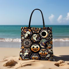 Get ready to step into the spooky season with style and a flare of vintage charm! Our Enchanting Halloween Tote Bag in Vintage Bubble Art Style is a magical creation, meticulously designed to add an element of wonder to your Halloween adventures. Whether you're heading to a bash, gathering treats, or simply carrying your essentials through the eerie autumn nights, this tote is your perfect companion. Crafted from durable materials, this tote promises to be both a sturdy and eco-friendly choice, perfect for those who value sustainability. The fabric is smooth yet resilient, making it ideal for regular use. The tote's roomy interior is excellent for accommodating everything from candy and costumes to books and groceries. The standout feature of our Enchanting Halloween Tote Bag is its visual Handmade Black Bag For Halloween, Halloween Adventure, Halloween Tote Bag, Halloween Tote, Bubble Art, Retro Aesthetic, Spirit Halloween, Spooky Season, Vintage Charms