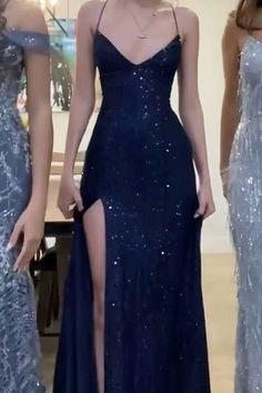 Evening Dresses Elegant Blue, Blue Sparkle Dress Prom, Night Blue Prom Dress, Dark Blue Sparkly Hoco Dress, Hoco Dresses Starry Night, Navy Sparkle Prom Dress, Dark Blue Glitter Prom Dress, Sparkle Blue Dress, Prom Dress Ideas Blue