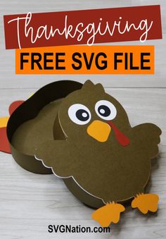 a turkey paper box with the words thanksgiving free svg file on it and an image of