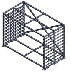 a drawing of a metal structure with the top section cut out to look like it is being constructed