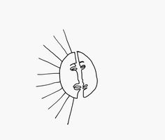 a line drawing of the sun with two faces