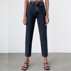 4 Zara Classic Mom Fit Jeans Denim High Rise Ankle Black 8197/003 New With Tags Size: 4 100% Cotton Measurements: Rise: 12" Inseem: 28" Waist: 13" Trendy High-rise Black Cropped Jeans, Fitted Black Cropped Denim Jeans, Trendy Black High-rise Cropped Jeans, Black Fitted Cropped Jeans For Spring, Fitted Black Cropped Jeans For Spring, Spring Fitted Black Cropped Jeans, Spring Black Fitted Cropped Jeans, Black High Waist Cropped Jeans For Spring, Black Casual Cropped Jeans For Spring