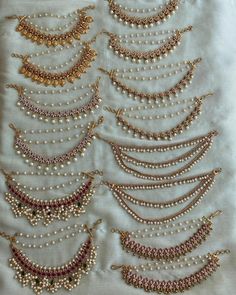 Pearl Jewelry Indian Traditional, Mattal Designs Gold, Pearl Matilu Designs, Elegant Gold Bridal Accessories With Pallu, Traditional Pearl Jewelry For Diwali, Modern Onam Outfits, Bridal Sets Indian Wedding Jewelry, Pearl Jewelry Set For Wedding And Diwali, Matilu Designs Gold