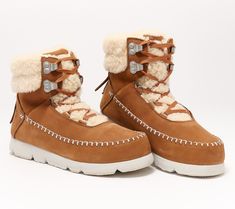 Hit the lodge or the local coffee shop apres ski in these sturdy-soled hiker-style suede boots from the Manitobah collection. Rubber pods help provide traction on less-trodden paths. From MUK LUKS. Manitobah Mukluks, Hiker Style, Local Coffee, Local Coffee Shop, Suede Lace, Leather Booties, Suede Boots, Winter Boots, Rain Boots