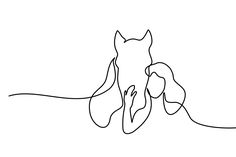 a continuous line drawing of a cat laying down