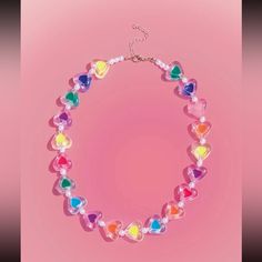 This Unique Piece Is A Wonderful Addition To Your Wardrobe And Your Style; Sure To Get Lots Of Compliments! Gsun1p506000uw6 Multicolor Heart Charm Necklace For Party, Trendy Multicolor Heart Necklace, Multicolor Heart Necklace With Heart Beads, Trendy Multicolor Heart Charm Necklace, Multicolor Heart Beads Heart Necklace, Trendy Heart-shaped Summer Necklace, Trendy Multicolor Necklace With Heart Beads, Trendy Multicolor Heart Beads Necklace, Cute Multicolor Heart Shaped Necklace