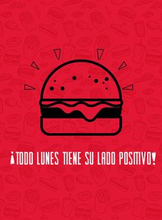 a red background with an image of a hamburger and the words, too lines tendes su