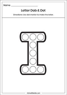 the letter t worksheet with dots on it