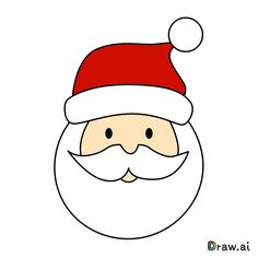 a drawing of santa claus's face with a red hat and mustache on it