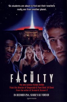 the movie poster for the film faculty, starring actors from different eras