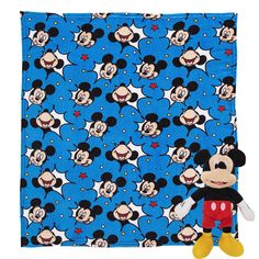 the mickey mouse blanket is on display