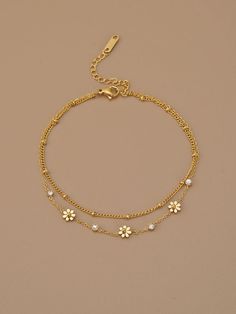 Good Jewelry Outfit, Gold Necklace And Bracelet, Girly Accessories Shein, Bracelets For Woman, Gold Assesories Outfit, Cute Necklaces And Bracelets, Shein Gold Jewelry, Gold Cute Jewelry, Gold Breclates