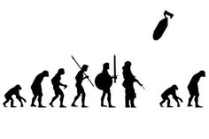 the evolution of man and woman in silhouettes, with an arrow pointing to each other