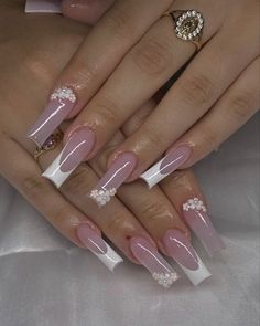 Nail Inspo For School, Acrylic Nails Almond Shape, Acrylic Nail Set, Diy Acrylic Nails, Simple Acrylic Nails, French Acrylic Nails