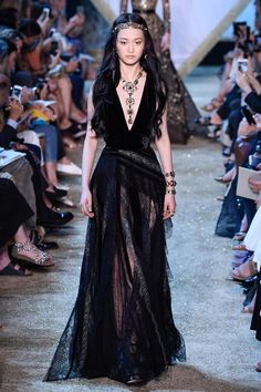 Elie Saab Black Dress, Dark Fantasy Outfits, Haute Couture Black Dress, Witch Couture, Goth Aesthetic Fashion, Dark Fashion Aesthetic, Dark Couture, Wedding Guest Formal Dress, Witch Style