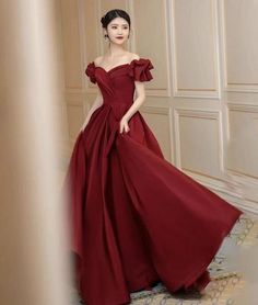 Satin Long Prom Dress, Prom Dress Burgundy, Prom Dresses Off The Shoulder, Red Prom Dress Long, Burgundy Bridesmaid, A Line Evening Dress, Simple Prom Dress, Burgundy Prom Dress, Burgundy Bridesmaid Dresses