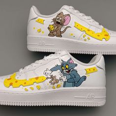 "Customize your kicks with the Nike Air Force 1 Cartoon Character Custom. Express your personality with a one-of-a-kind design featuring your favorite cartoon character. Expertly crafted for comfort and durability. Upgrade your sneaker game today." ★ Brand new with box ★ Each pair is unique and one of a kind ★ Each pair is personally handmade, painted with high quality Angelus. ★ Leather acrylic paint. Topped with a clear coat for extra protection. ★ Available in all sizes including men and wome Sporty Sneakers With Character Print For Streetwear, Casual Custom Sneakers With Character Print For Streetwear, White High-top Sneakers With Cartoon Print, Sporty High-top Sneakers With Character Print, Cartoon Print Sneakers For Streetwear, White Cartoon Sneakers For Streetwear, Cartoon Print Sneakers With Round Toe, Cartoon Low-top Sneakers For Streetwear, Customizable White Fun Sneakers