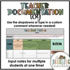 teacher documentation for students to use in the classroom