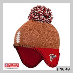 a knit hat with a football on it